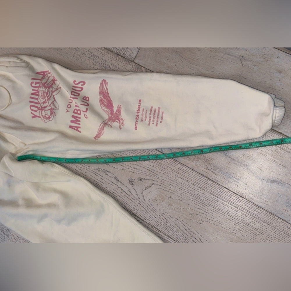 Y2K YoungLA Ambitious Club Cream premium cttn Sweatpants jogger XL pristine - Picture 14 of 15
